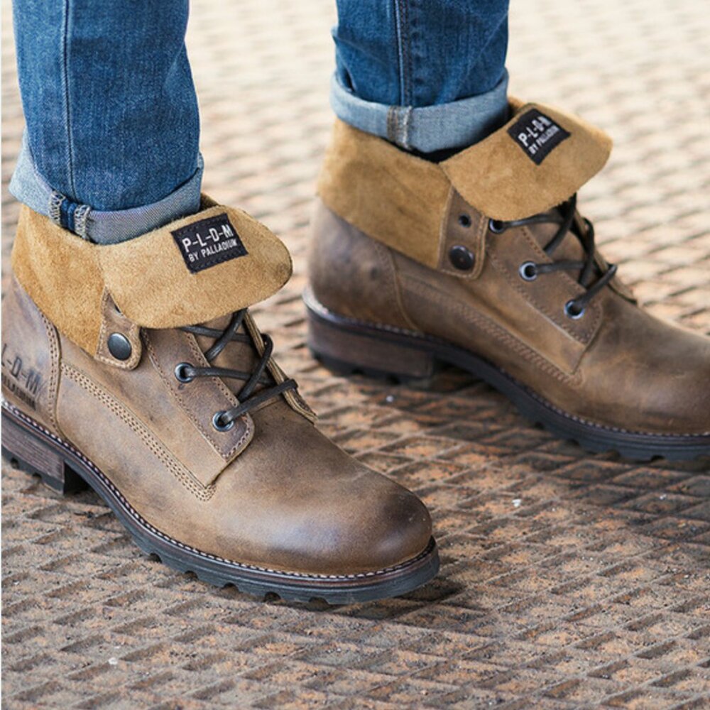 Palladium PLDM Ulmin CLP Leather‎ Combat Boots Size 38 in Cognac
